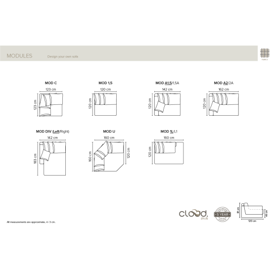 Easy Sofa (Neištraukiamas) (Keturių vietų, Modulinis) Sofa, Neišsiskiriantys, trivietiai sofai image