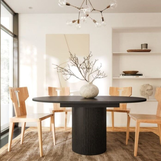 Toscana pietų stalas (Ištraukiamas) (Juodas) Woodman kolekcija, Korpuso baldai, Pusryčių stalai image