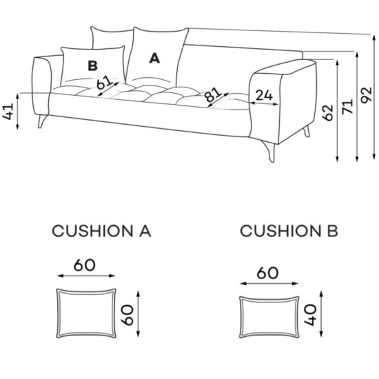 Sofa BELAVIO 3 (trijų vietų, neišsiskleidžiantis) Sofa, Neišsiskiriantys, trivietiai sofai image