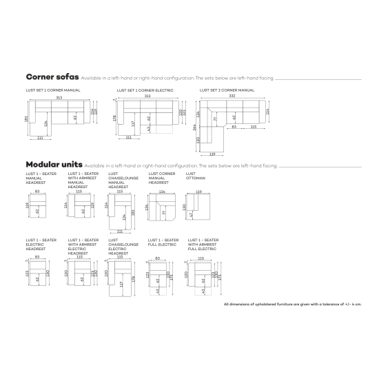Kampinis sofa LUST Set 1 rankinis (stūrinis, neįtraukiamas) Sofa, Neatrankami kampiniai sofa image