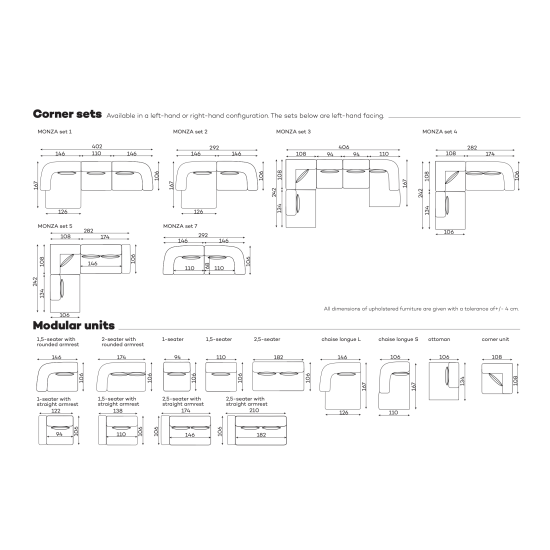 Monza 7-osalė sofa (keturvietė, neišsiskleidžianti) Sofa, Neatrankami kampiniai sofa image