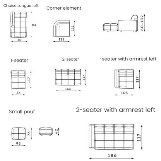 Sofa BULLET (kampinis, neissukamas, modulinis) image