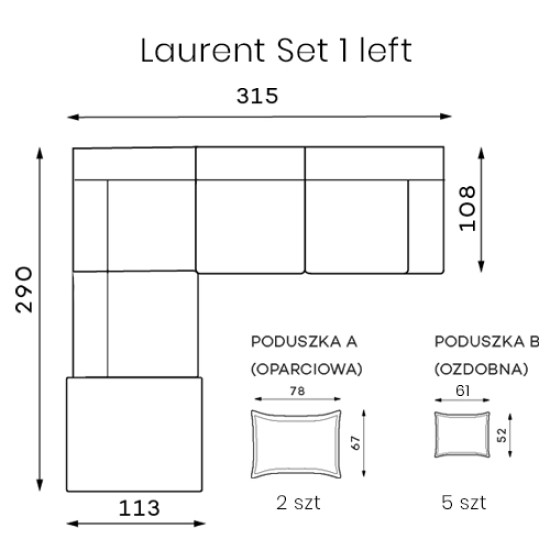 Kampinis sofa LAURENT Premium rinkinys 1 (neįtraukiamas) Sofa, Neatrankami kampiniai sofa image