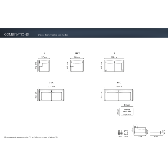 Sofa FIRENZE (Neišsitraukiantis) (Trijų vietų) Sofa, Neišsiskiriantys, trivietiai sofai image