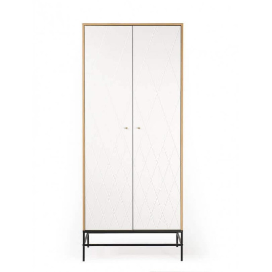 Mia dviejų durų drabužių spinta (balta) Woodman kolekcija, Korpuso baldai, Drabužių spintos image