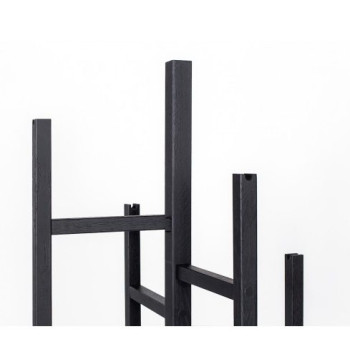 Eigen ąžuolo medžio baldų stovas (juodas)