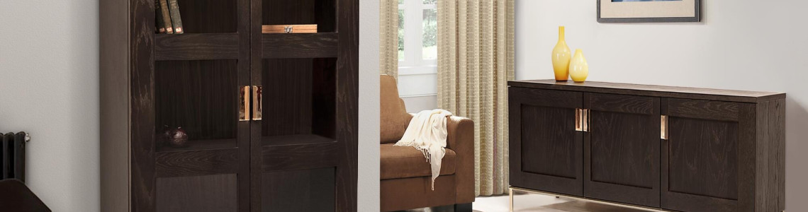 Vitrinos skandinaviško dizaino baldai interjere