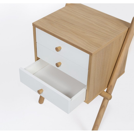 Wiru 3D naktinis staliukas 2 spalvų (baltas, ąžuolas) Woodman kolekcija, Korpuso baldai, Naktiniai staleliai image
