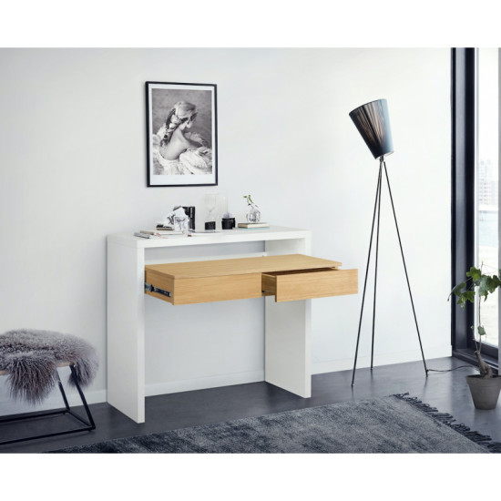 Konsolinis 10 darbo stalas (baltas-ąžuolas) Woodman kolekcija, Korpuso baldai, Rašytuvai image