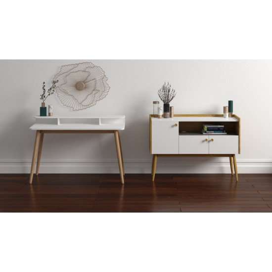 Farsta rašomasis stalas (baltas) Woodman kolekcija, Korpuso baldai, Rašytuvai image