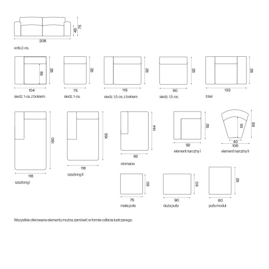 Kampinė sofa Sienna Mini