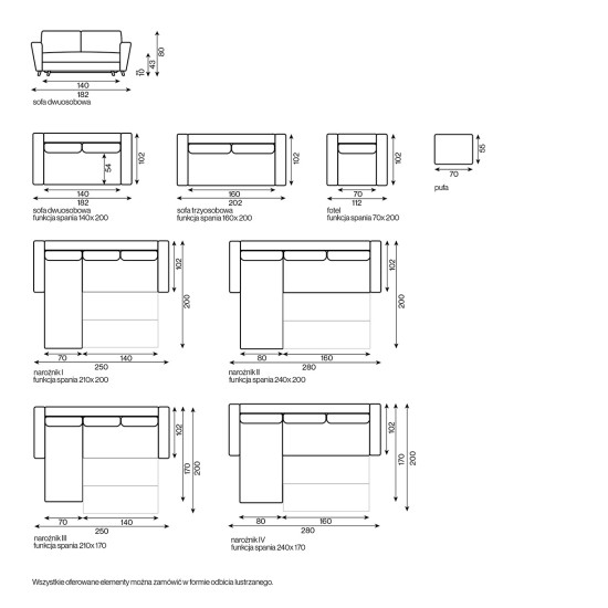 Sofa-lova Madera 140×200