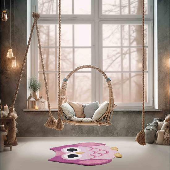 Kilimas ANIMALS OWL PINK, 90 × 90 cm