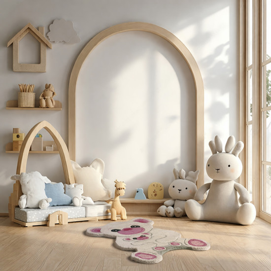 Kilimas ANIMALS POLAR BEAR IVORY/PINK, 60 × 90 cm